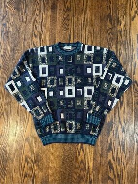Vintage 90s Abstract Geometric Knit Sweater